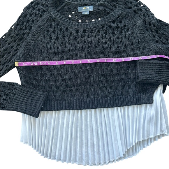 Anthropologie Open Knit Crochet Peplum Black and White Layered Sweater XS NWT - Picture 6 of 10